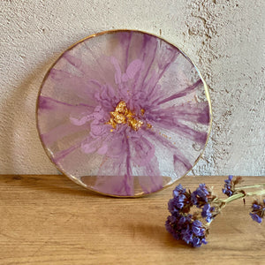 Purple pattern handmade epoxy resin coaster/tray.