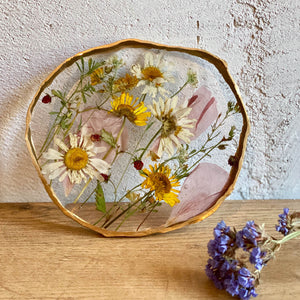 Handmade epoxy resin and real dried flower coaster/pad.