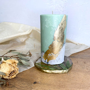 Concrete Base Soy Wax Candle and Epoxy Resin Coaster