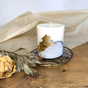 Concrete Base Soy Wax Candle and Epoxy Resin Coaster